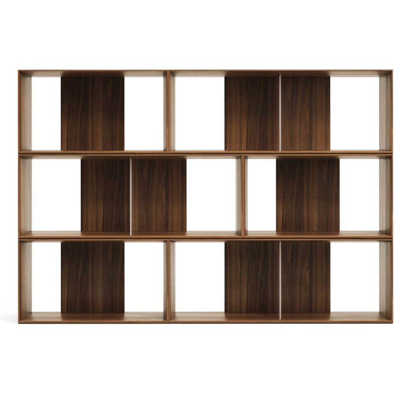 LAFORMA Litto set med 6 modulhyllor i valnötsfaner, 168 x 114 cm