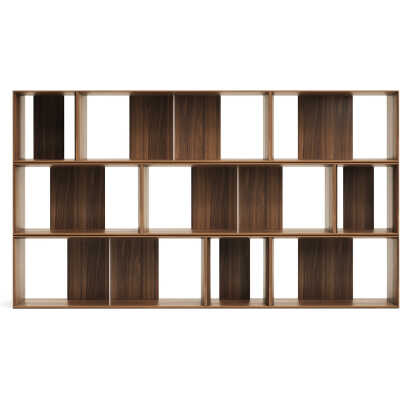 LAFORMA Litto set med 9 modulhyllor i valnötsfaner, 202 x 114 cm