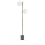 LAFORMA Lonela Golvlampa - Frostat Glas, Guldmetall och Grön Marmor