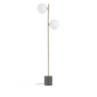 LAFORMA Lonela Golvlampa - Frostat Glas, Guldmetall och Grön Marmor
