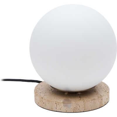 LAFORMA Malachi bordslampa med glaserat glas och travertinsten