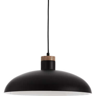 LAFORMA Margot taklampa - svart / naturmetall / trä, rund
