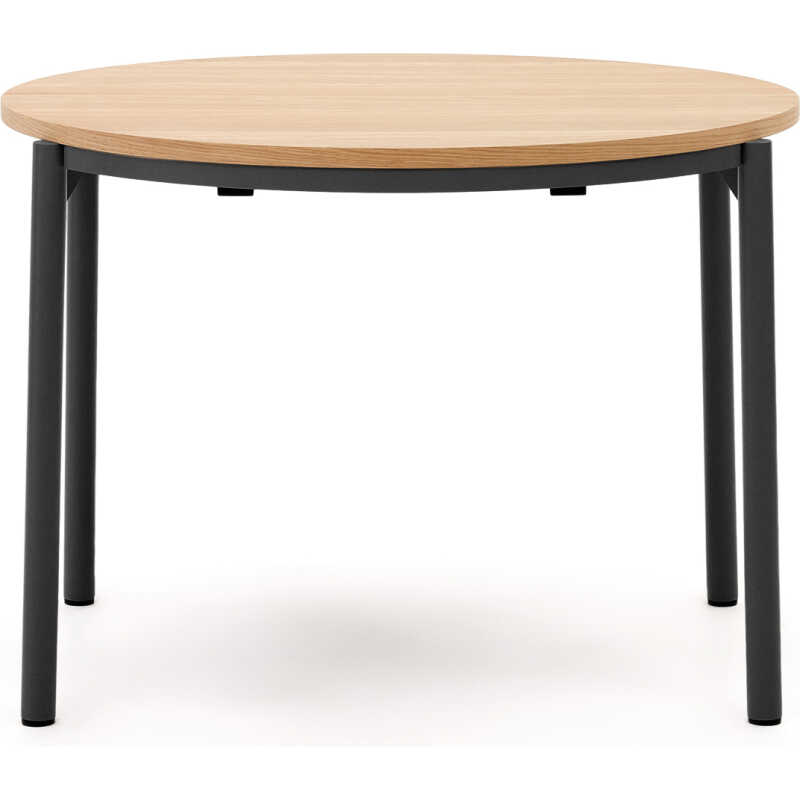 LAFORMA Montuiri runt förlängningsbord i ekfaner och med stålben i svart finish, Ø:90(1)