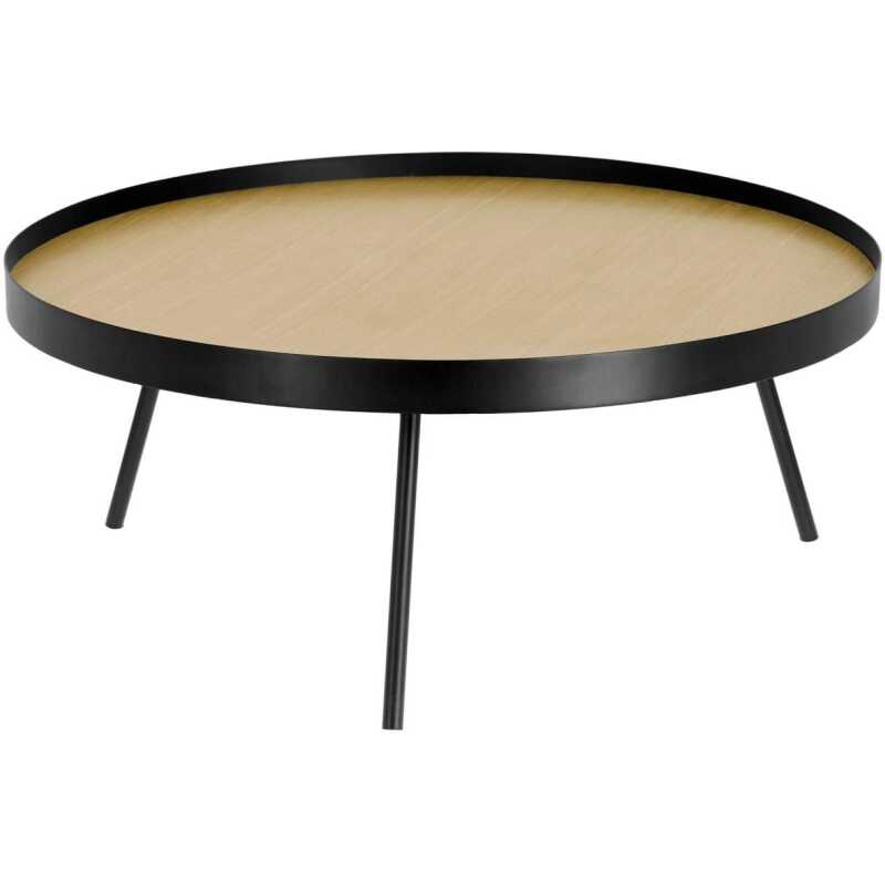 LAFORMA Nenet soffbord, runt - naturlig MDF och svart stål