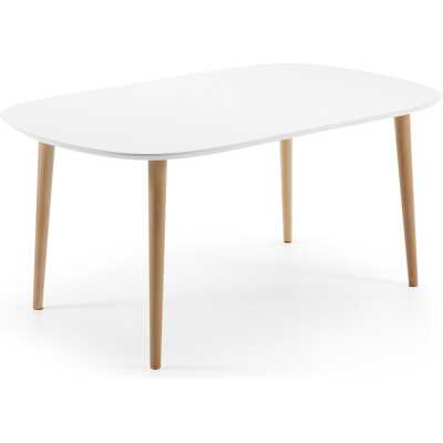 LAFORMA Oqui matbord med tilläggsskivor, ovalt, vit MDF 160