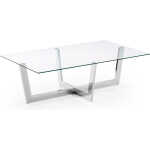 LAFORMA Plum Soffbord - Klar / Silverglas / Stål, Rektangulärt