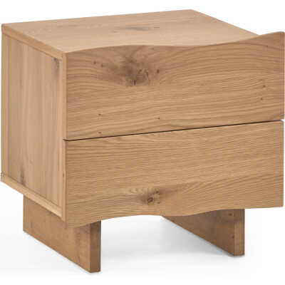 LAFORMA Rasha sängbord, med 2 lådor - naturlig ekfaner och naturlig ek
