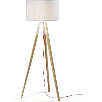 LAFORMA Uzagi golvlampa - vit / naturligt tyg / trä