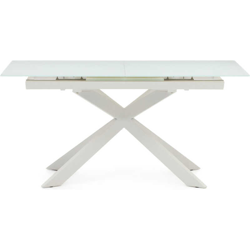 LAFORMA Vashti matbord, med utdrag - glas, MDF och vitt stål