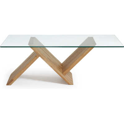 LAFORMA Waley soffbord, rektangulärt - klart glas och naturlig ek