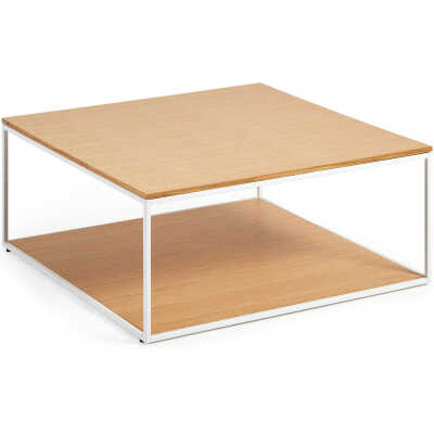 LAFORMA Yoana soffbord, m. 1 bottenhylla - naturlig ekfaner och vitt järn