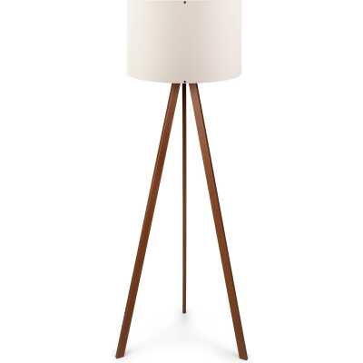 LUMI Zephyria golvlampa - sand PVC-tyg och brun MDF
