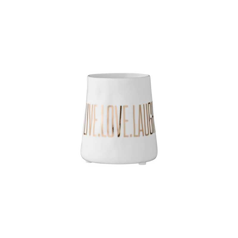 Ljuslykta Live Love Laugh Bloomingville 9,5 cm, Vit/Guld Ljuslykta Live Love Laugh Bloomingville 9,5 cm, Vit/Guld