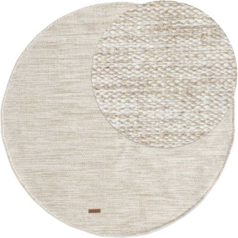 Lunda Beige Rund 120 cm Ullmatta
