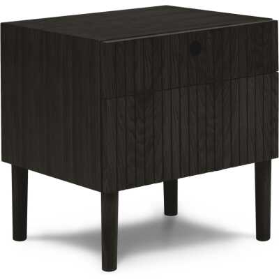 MICADONI Noa sängbord, m. 2 lådor - svart trä och svart ek