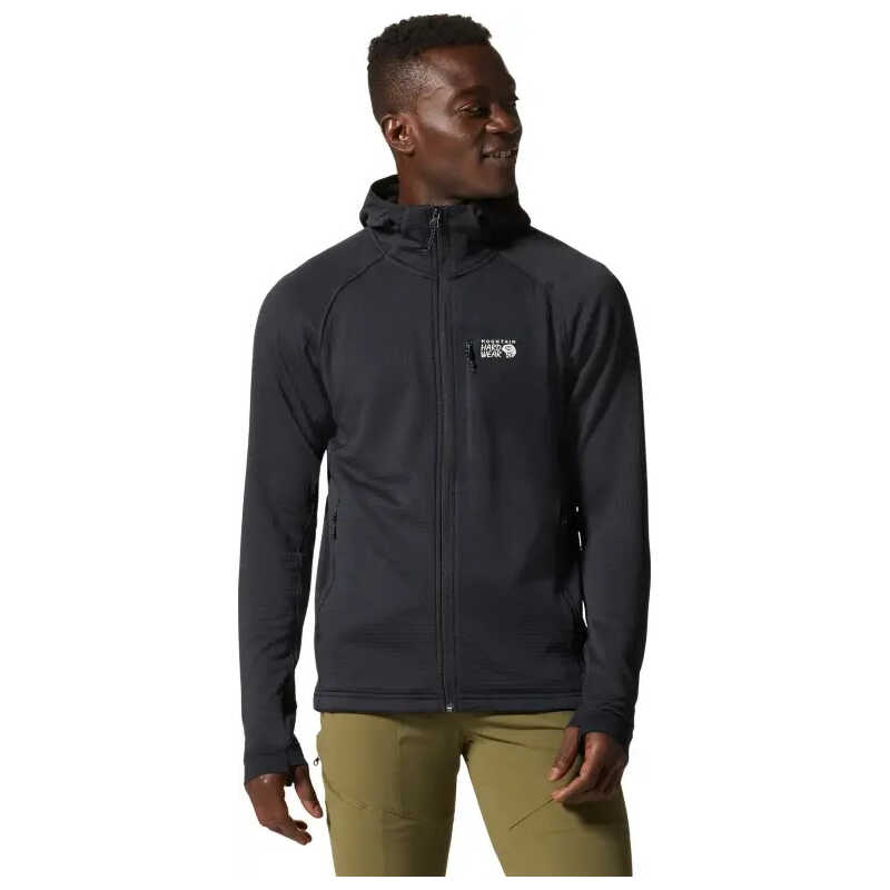 Mountain Hardwear Men's Polartec Power Grid Full Zip Hoody Black