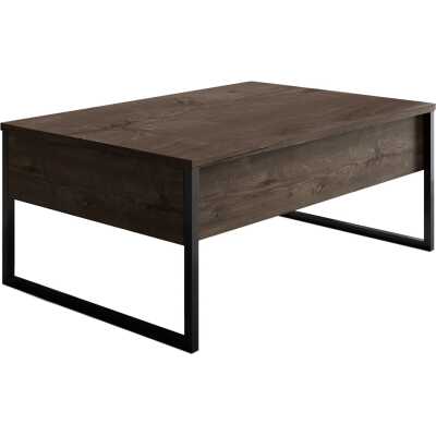 NORDVÄRK Luxe soffbord, rektangulärt - valnötsmelamin och svart metall