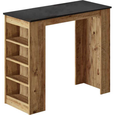 NORDVÄRK ST1 barbord, m. 3 hyllor - naturlig och svart melamin