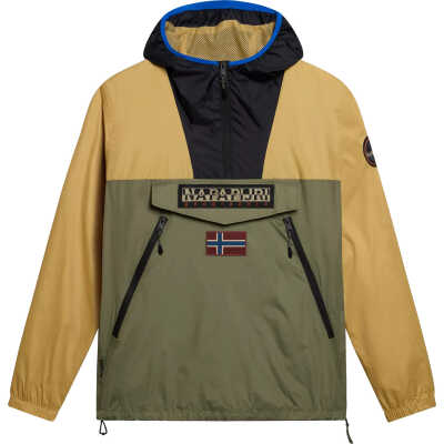 Napapijri Unisex Rainforest Ripstop Anorak Jacket Green/Beige