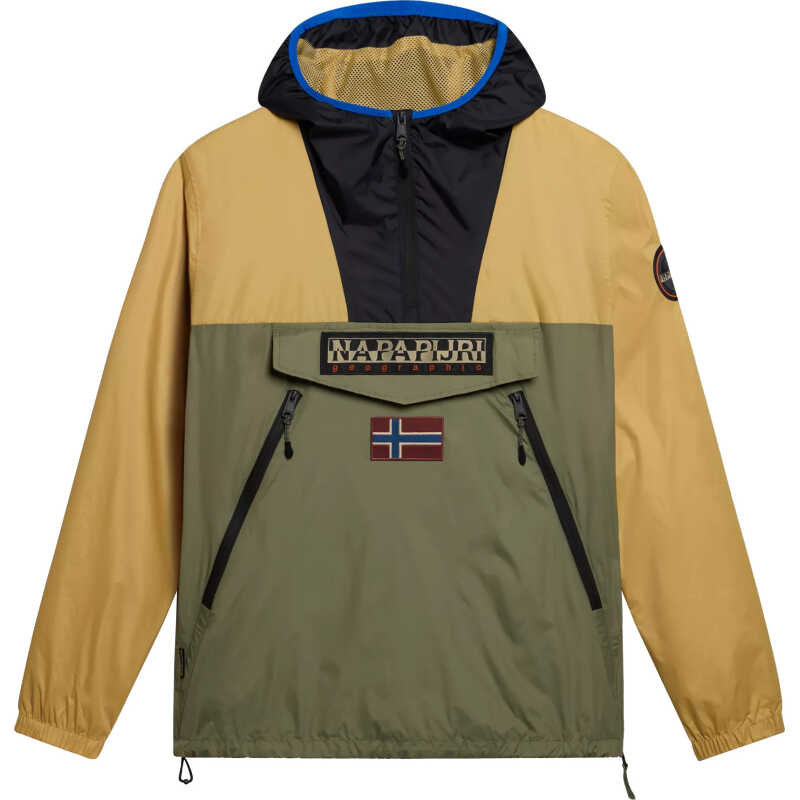 Napapijri Unisex Rainforest Ripstop Anorak Jacket Green/Beige Napapijri Unisex Rainforest Ripstop Anorak Jacket Green/Beige