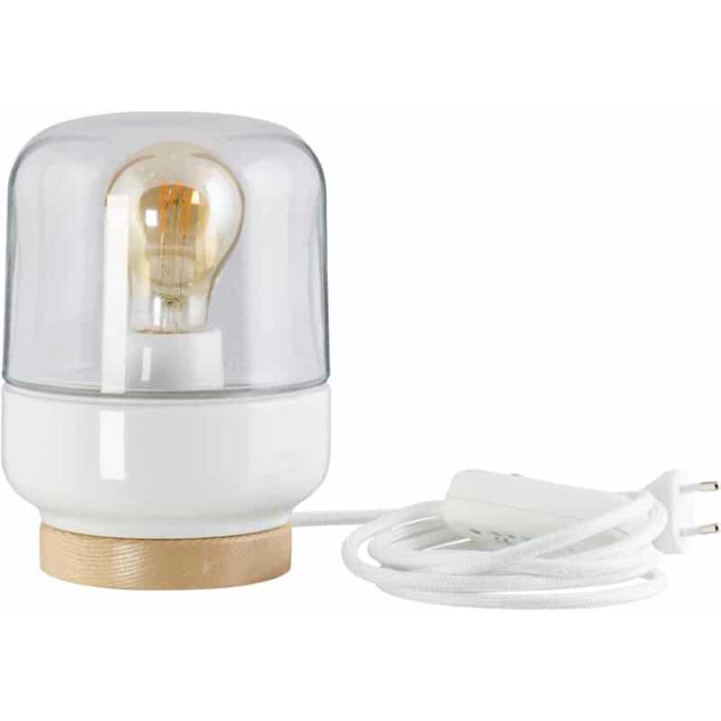 Ohm Table 140/190 Vit Klarglas IP20 E27 40W 2m Vit tygkabel med dimmer