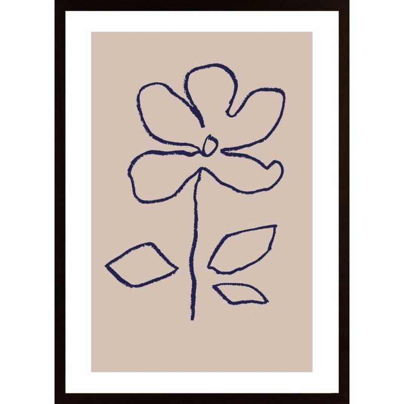 Oil Pastel Flower Blue Poster