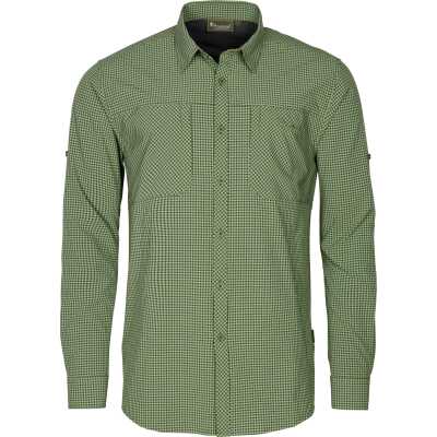 Pinewood Men's Insectsafe Long Sleeve Shirt Pine Green/Off White