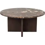 ROWICO Brooksville soffbord, runt - brun marmor och brun ekfaner