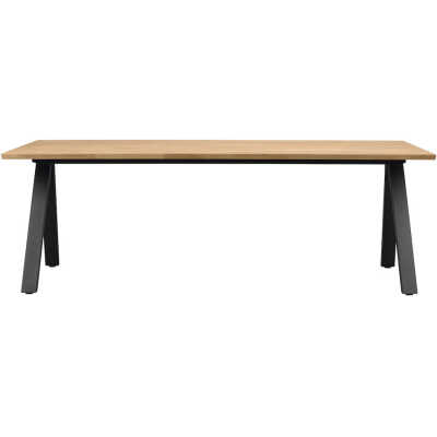 ROWICO Carradale matbord, med utdrag - naturlig ek och svart metall