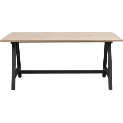 ROWICO Carradale matbord, med utdrag - vitkalkad ek och svart metall