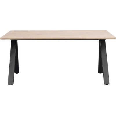 ROWICO Carradale matbord, med utdrag - vitkalkad ek och svart metall
