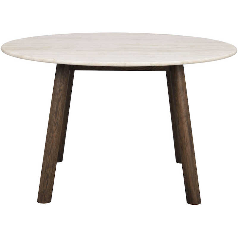 ROWICO Taransay matbord, runt - beige travertin och brun ek