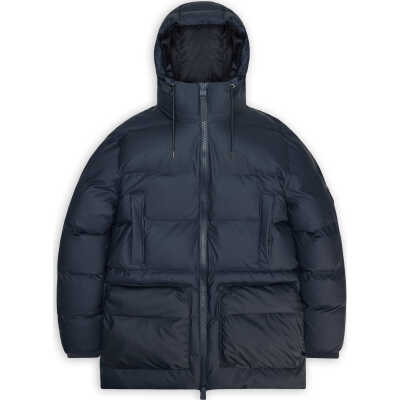 Rains Unisex Alta Long Puffer Cargo Jacket W3T4 Navy