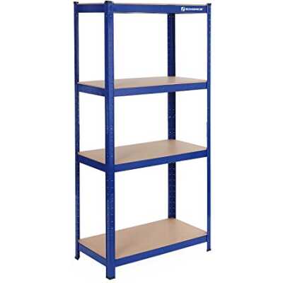 SONGMICS 160 x 80 x 40 cm Hyllställ för tung last - 520 kg kapacitet - Bultfria stålhyllor - Blå GLR44Q