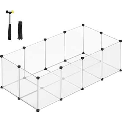 SONGMICS Lekhage för husdjur, marsvin och bur med golv, inomhus DIY transparent plasthölje för hamstrar, kaniner,