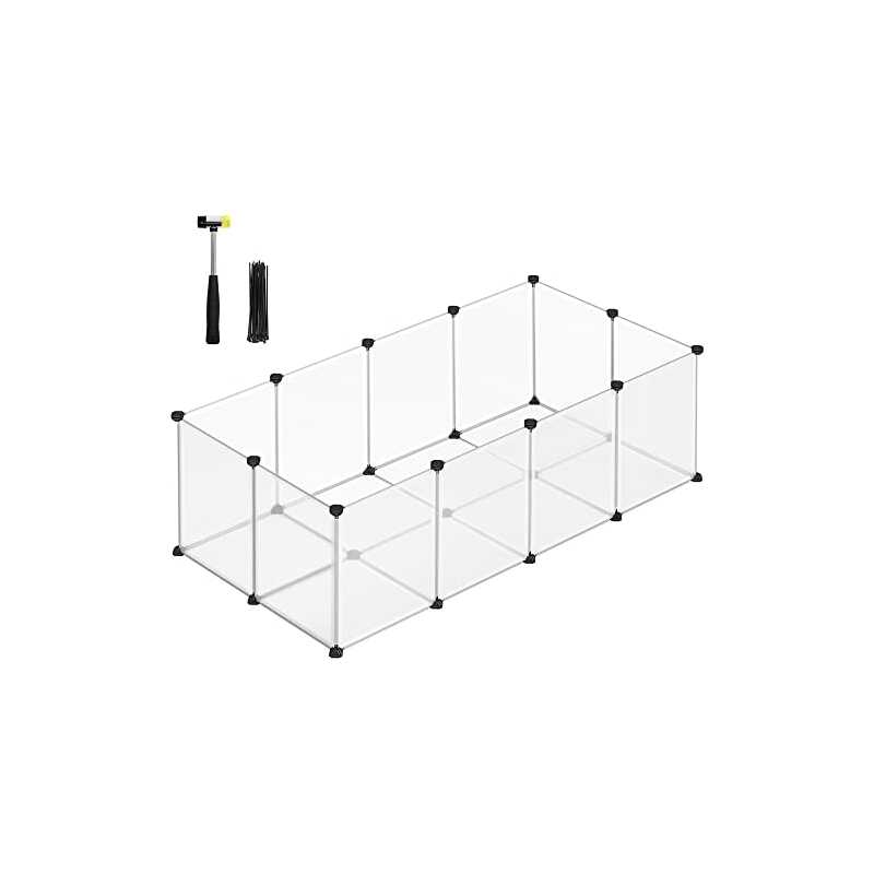SONGMICS Lekhage för husdjur, marsvin och bur med golv, inomhus DIY transparent plasthölje för hamstrar, kaniner,