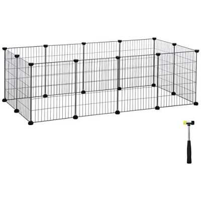 SONGMICS Lekhage för marsvin, kaninbur inomhus, stort träningsrum, DIY-modulstaket i metall för hamster, husdjur,