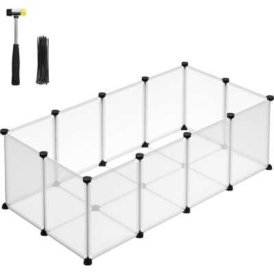 SONGMICS lekhage för husdjur med golv, inhägnad för små djur, DIY plastbur, inomhusbana för hamstrar,