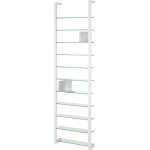SPINDER DESIGN Rektangulär Cubic Bokhylla, med 11 Hyllplan - Glas och Vitt Stål