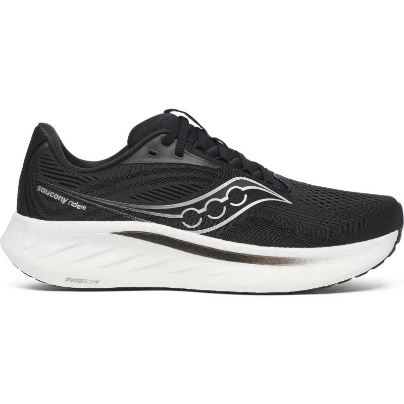 Saucony Men's Ride 18 Wide Black/white Saucony Men's Ride 18 Wide Black/white