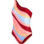 Speedo Women's Printed Asymmetric 1 Piece Oxblood/Coral