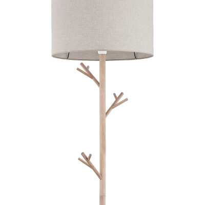 TK Albero golvlampa - beige linne, naturlig furu och vitt stål