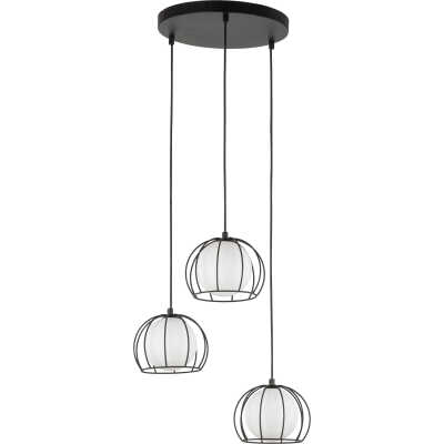 TK Beniamin taklampa, m. 3 skärmar - glas och svart stål