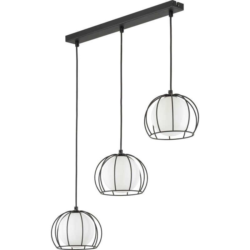 TK Beniamin taklampa, m. 3 skärmar - glas och svart stål