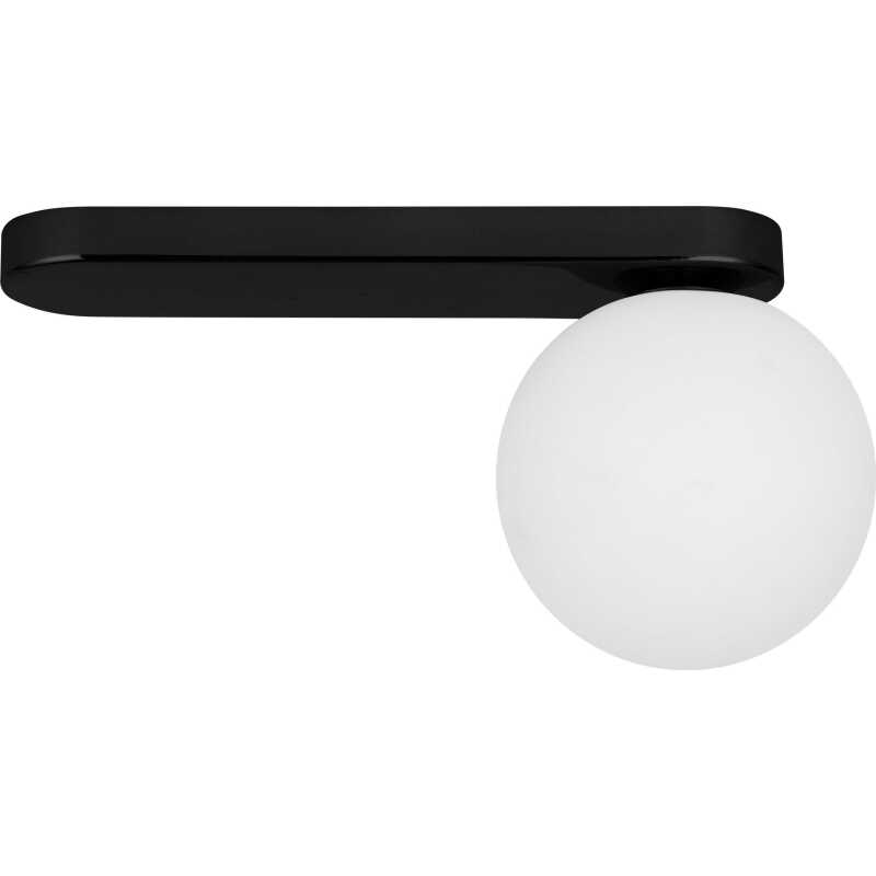 TK Bianca taklampa - vitt glas och svart stål