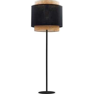 TK Boho golvlampa - naturrotting och svart tyg/stål