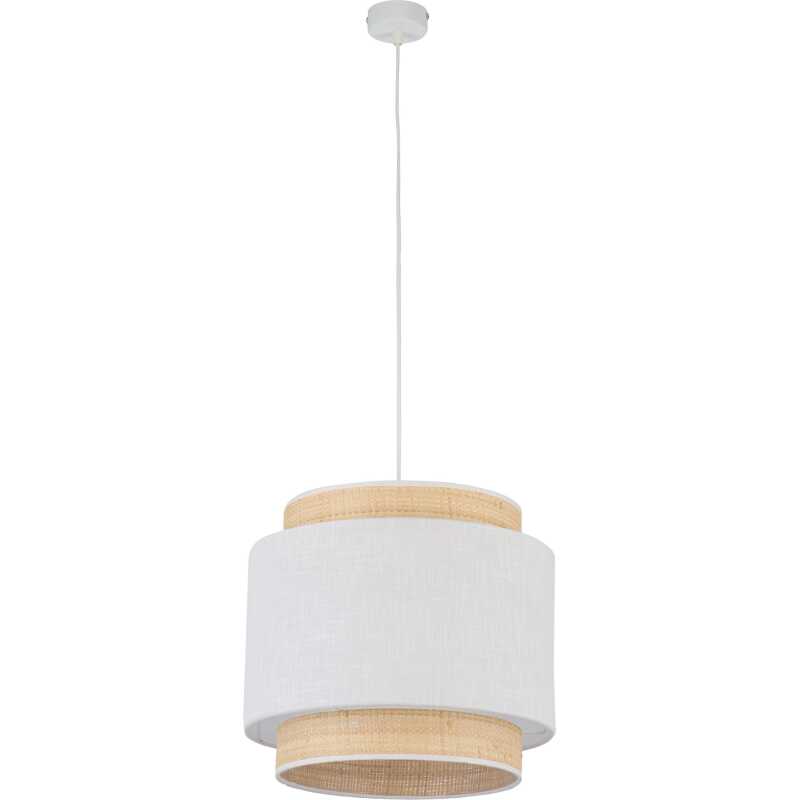 TK Boho taklampa - naturligt halm och vitt tyg TK Boho taklampa - naturligt halm och vitt tyg