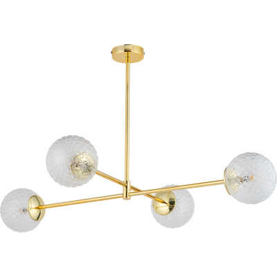 TK Cadix taklampa, w. 4 skärmar, Hög - glas och guldstål
