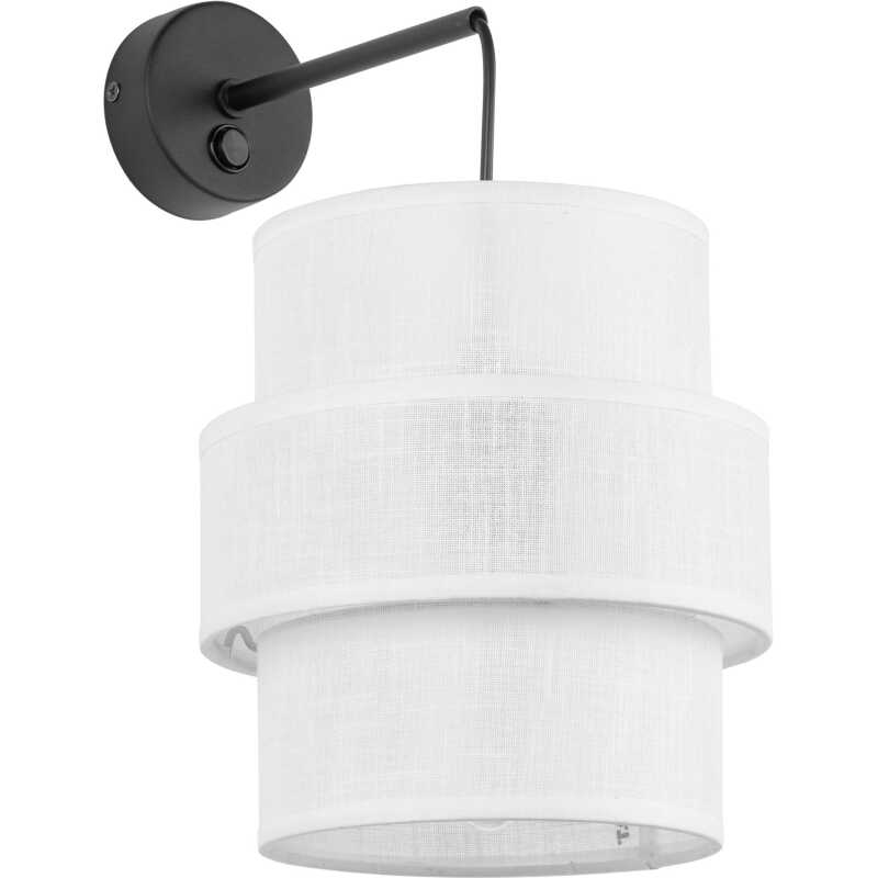 TK Calisto vägglampa - vitt tyg och svart metall