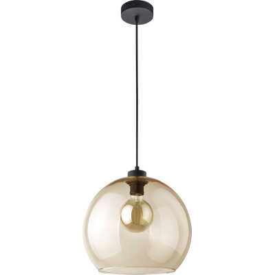 TK Cubus taklampa - bärnstensfärgat glas och svart metall